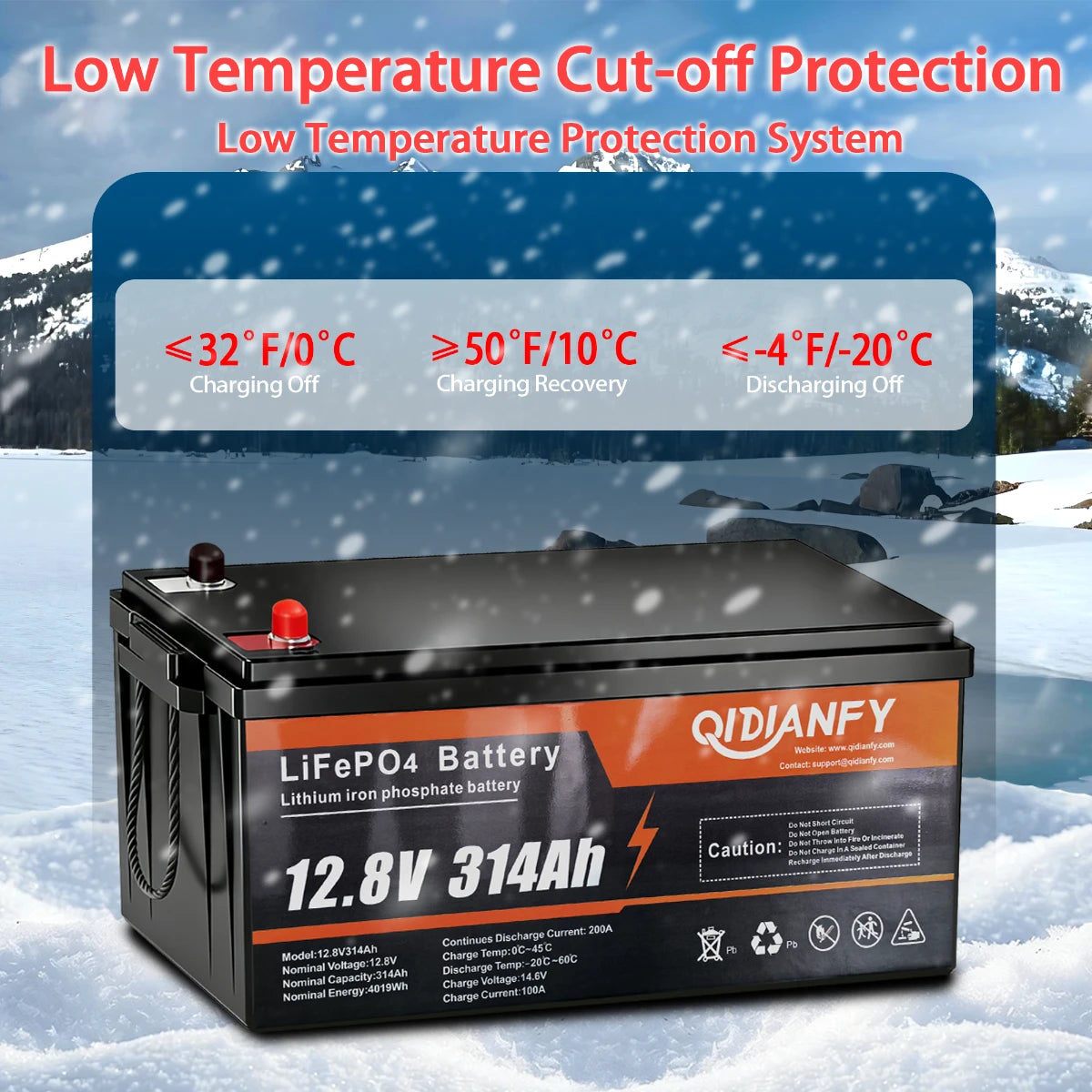 Qidianfy 12V 314Ah LiFePO4 Lithium Battery