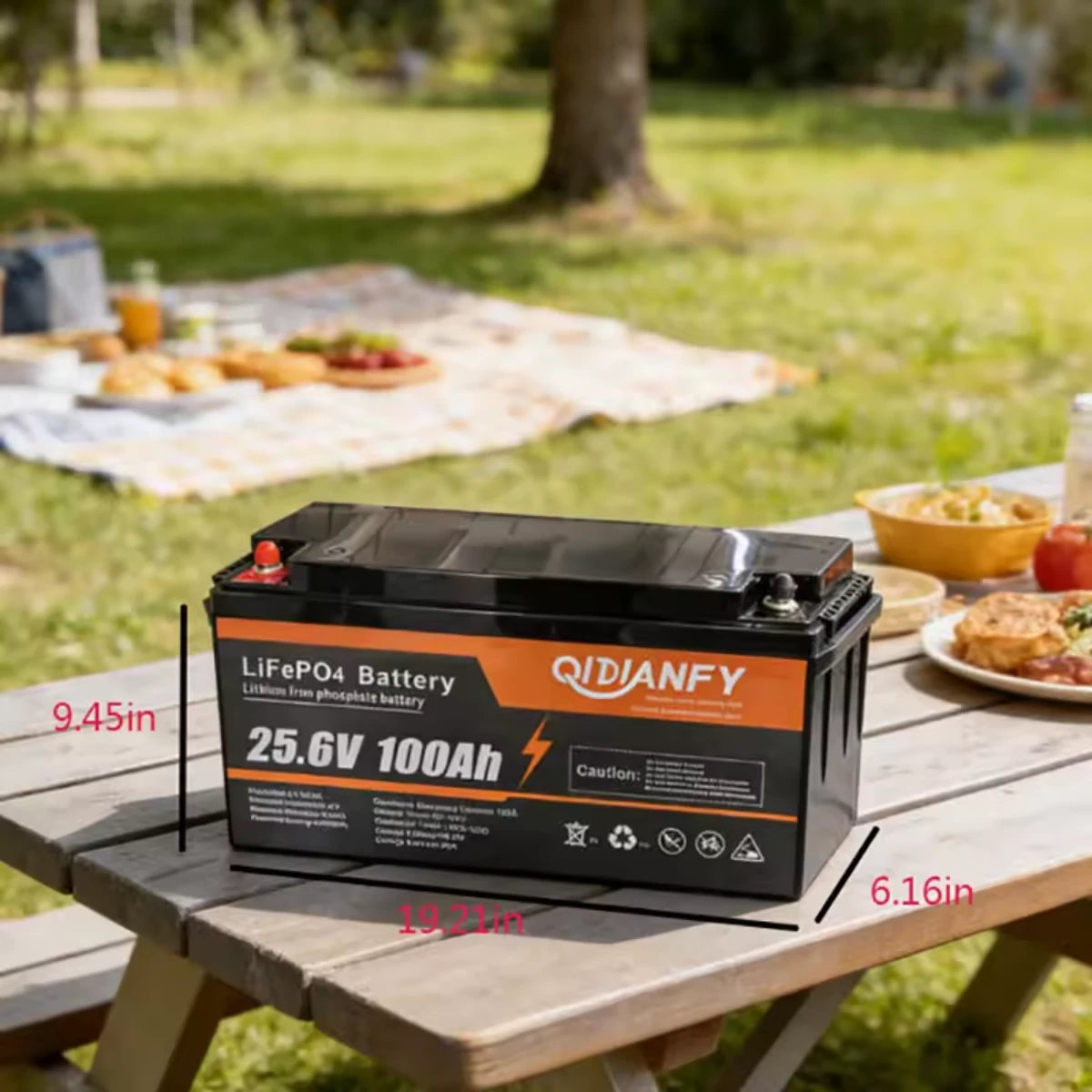 Qidianfy 24V 100Ah LiFePO4 Lithium Battery