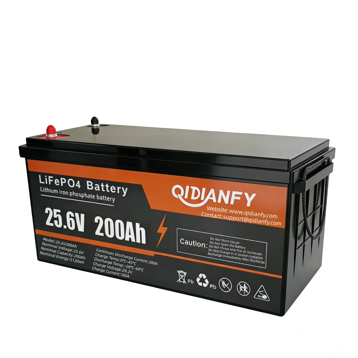 Qidianfy 24V 200Ah LiFePO4 Lithium Battery | 200A BMS