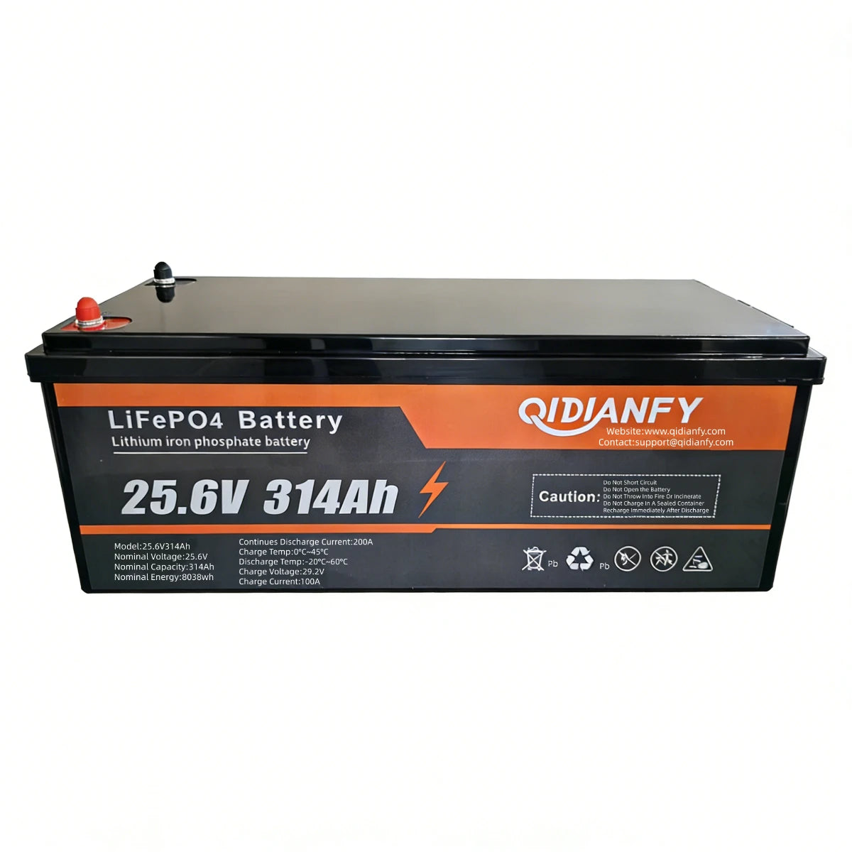 Qidianfy 24V 314Ah LiFePO4 Lithium Battery | Bluetooth