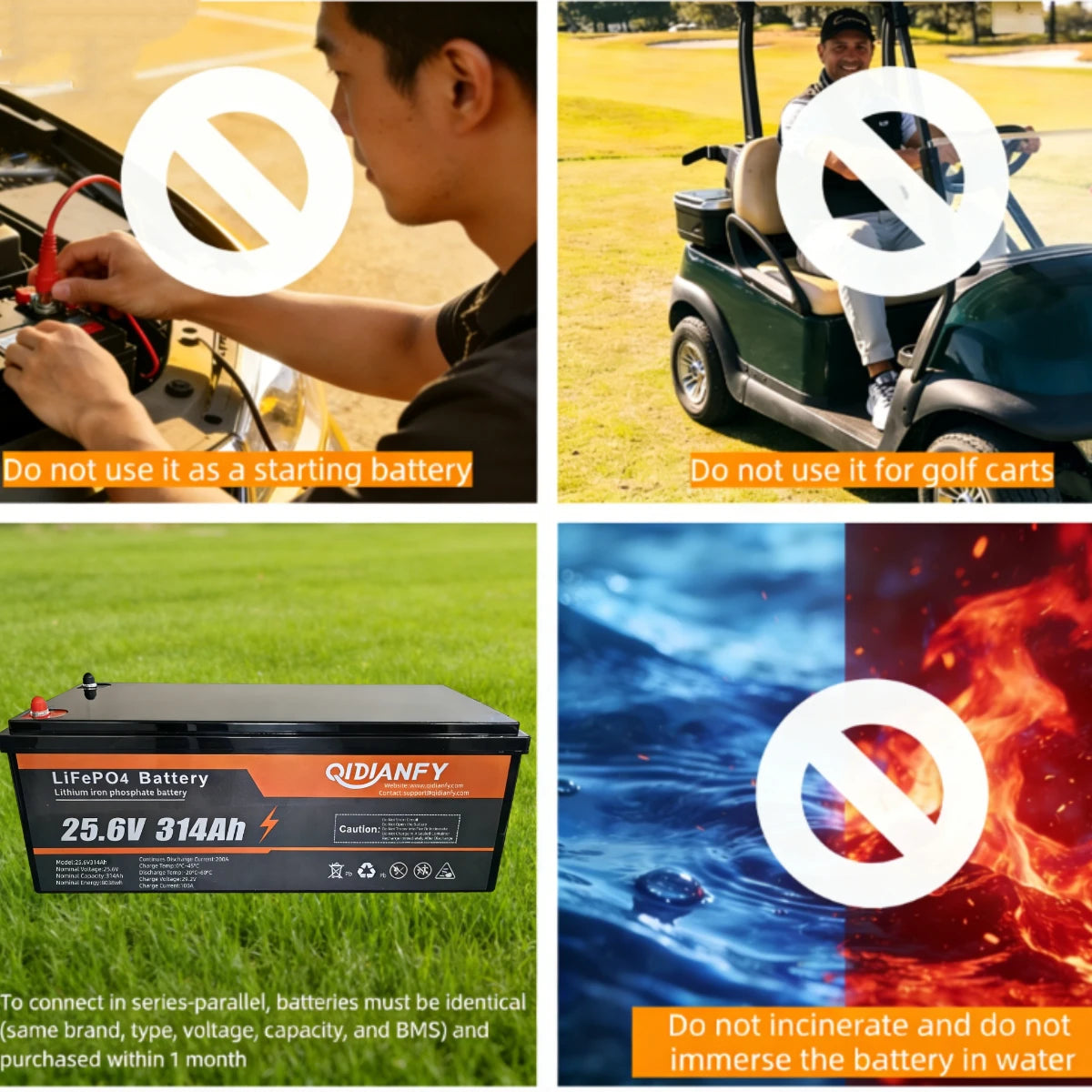 Qidianfy 24V 314Ah LiFePO4 Lithium Battery | Bluetooth