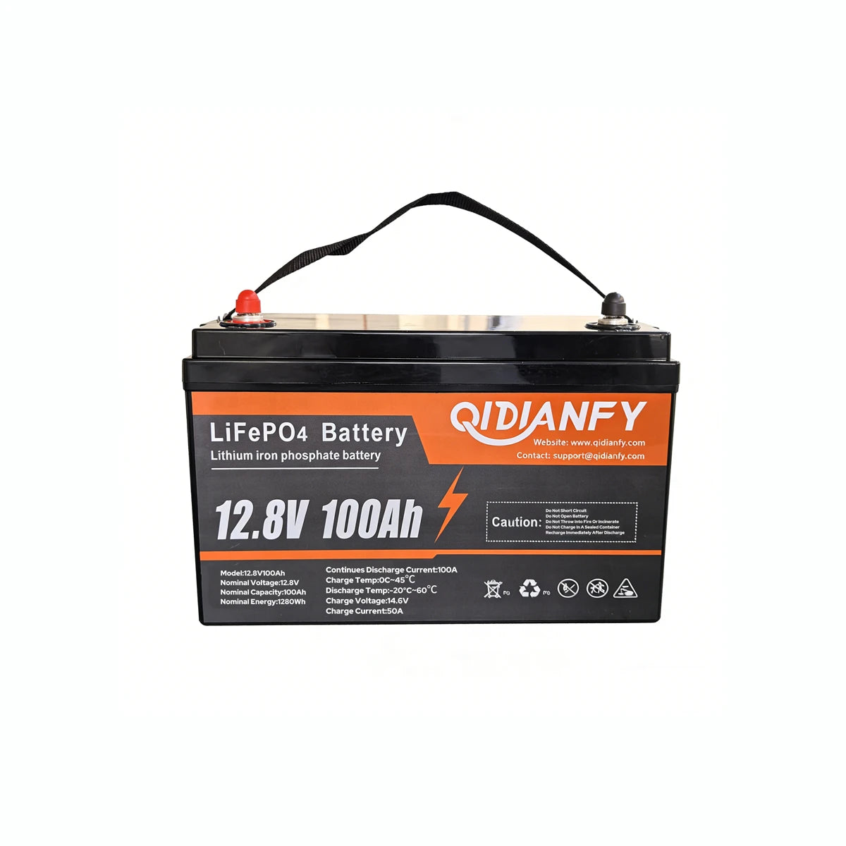 Qidianfy 12V 100Ah LiFePO4 Lithium Battery