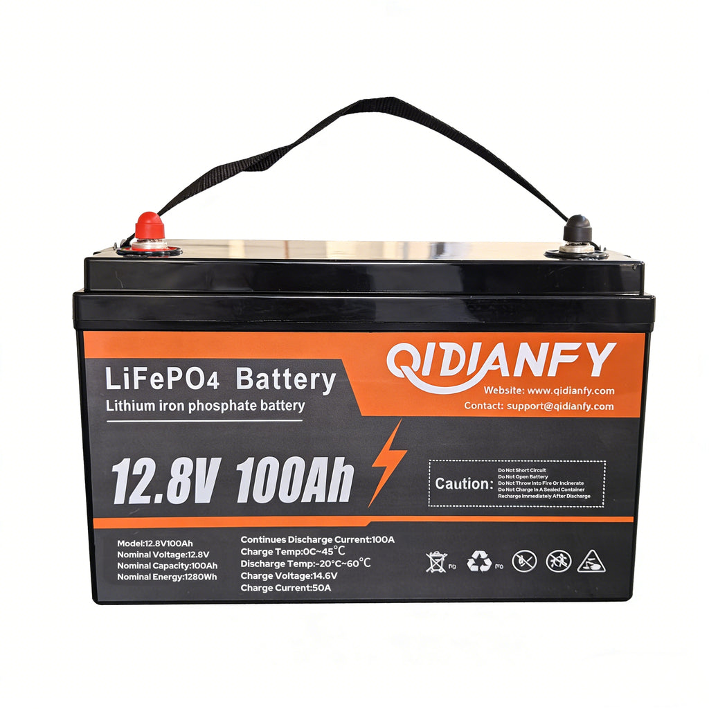 12.8V 100Ah LiFePO4 Lithium Battery | High & Economy Options, Deep Cycle for RV, Solar & Marine by Qidianfy