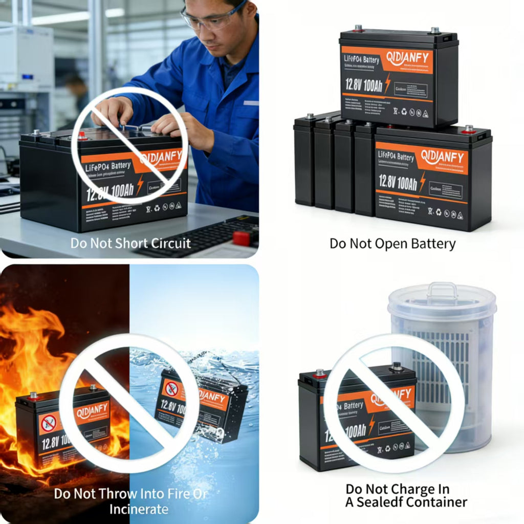 12.8V 100Ah LiFePO4 Lithium Battery | High & Economy Options, Deep Cycle for RV, Solar & Marine by Qidianfy