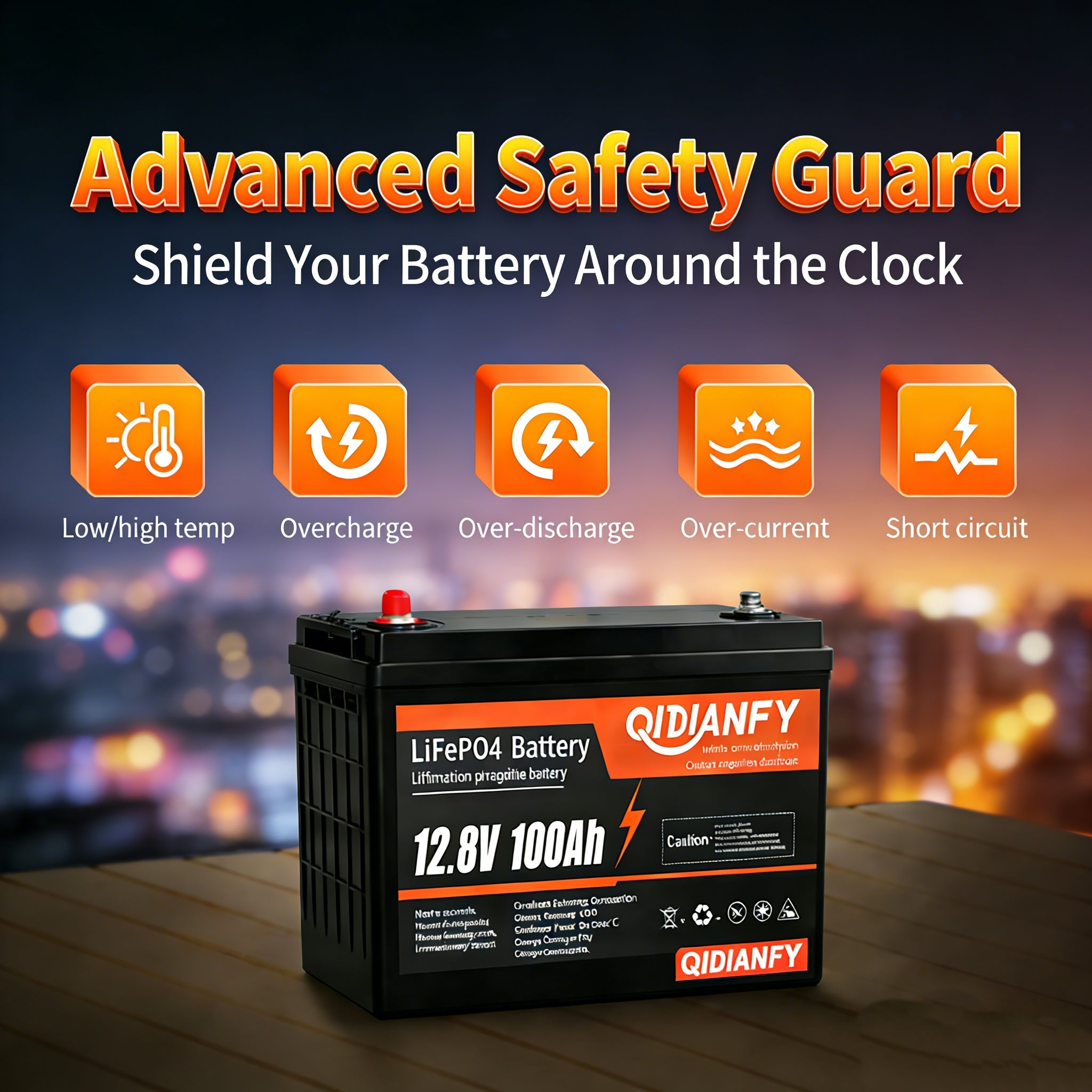 12.8V 100Ah LiFePO4 Lithium Battery | High & Economy Options, Deep Cycle for RV, Solar & Marine by Qidianfy