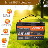 Qidianfy 12V 100Ah LiFePO4 Lithium Battery