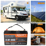 Qidianfy 12V 100Ah LiFePO4 Lithium Battery