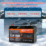Qidianfy 12V 100Ah LiFePO4 Lithium Battery