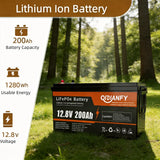 Qidianfy 12V 200Ah LiFePO4 Lithium Battery