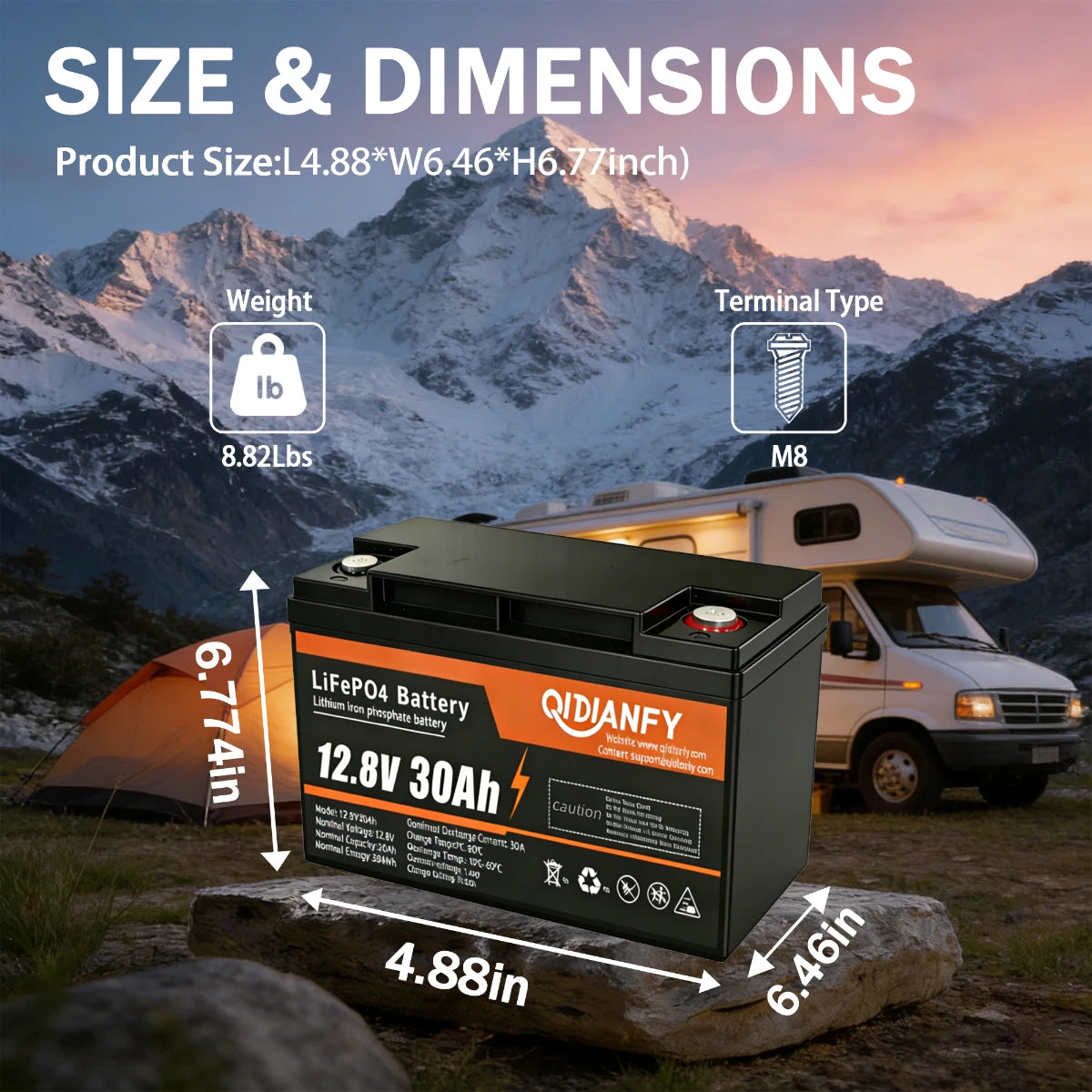 Qidianfy 12V 30Ah LiFePO4 Lithium Battery