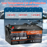 Qidianfy 12V 314Ah LiFePO4 Lithium Battery | LCD Display