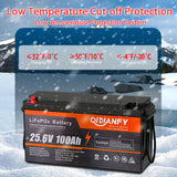 Qidianfy 24V 100Ah LiFePO4 Lithium Battery