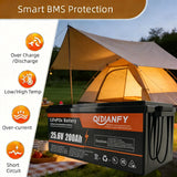 Qidianfy 24V 200Ah LiFePO4 Lithium Battery | 100A BMS