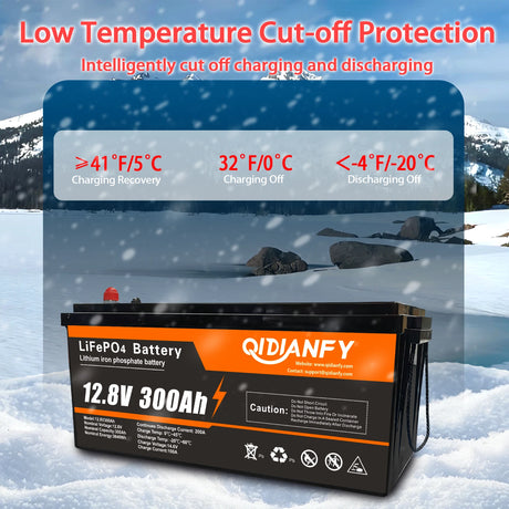 Qidianfy 12V 300Ah LiFePO4 Lithium Battery