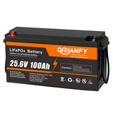 Qidianfy 24V 100Ah LiFePO4 Lithium Battery