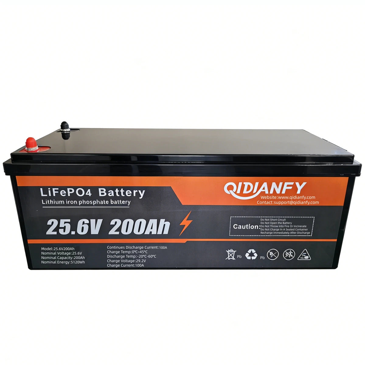 Qidianfy 24V 200Ah LiFePO4 Lithium Battery | 100A BMS