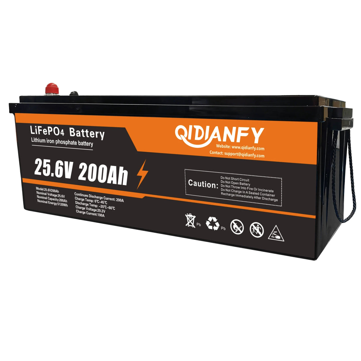 Qidianfy 24V 200Ah LiFePO4 Lithium Battery | 200A BMS