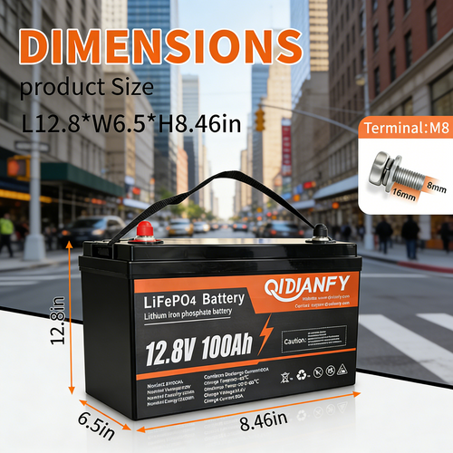 12.8V 100Ah LiFePO4 Lithium Battery | High & Economy Options, Deep Cycle for RV, Solar & Marine by Qidianfy