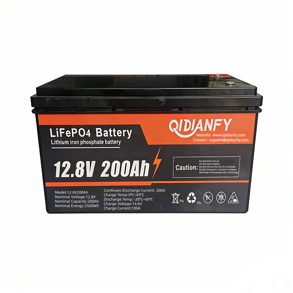 12.8V 200Ah LiFePO4 Lithium Battery | Economy & Bluetooth Options, Deep Cycle for RV & Solar by Qidianfy