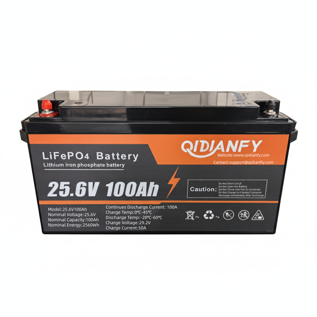 25.6V 100Ah LiFePO4 Lithium Battery | High-Voltage Deep Cycle for Solar & RV Energy Storage by Qidianfy
